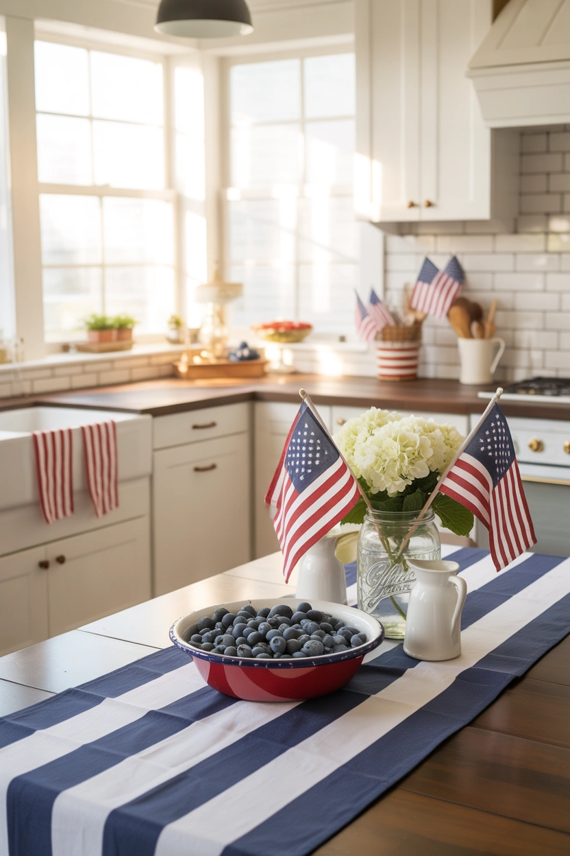 Simple patriotic kitchen and dining decor