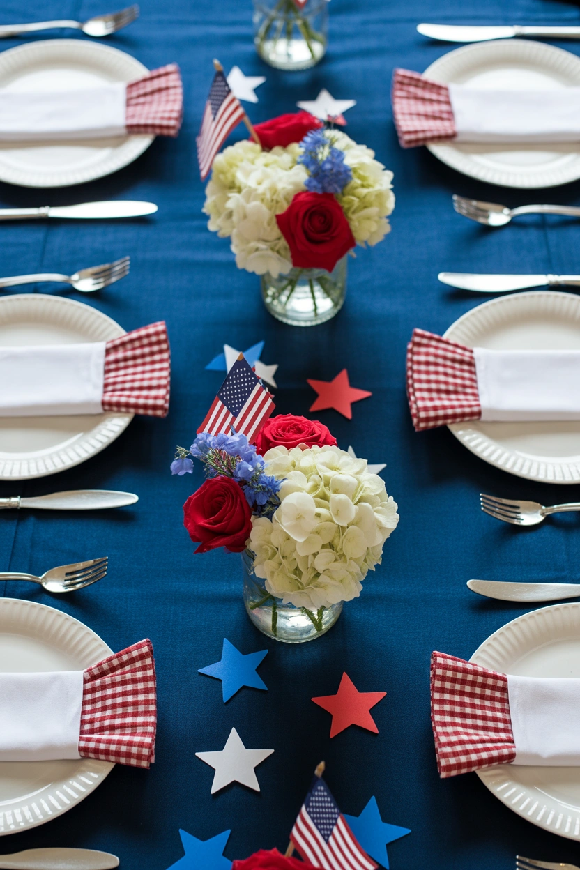 Elegant patriotic party table setup