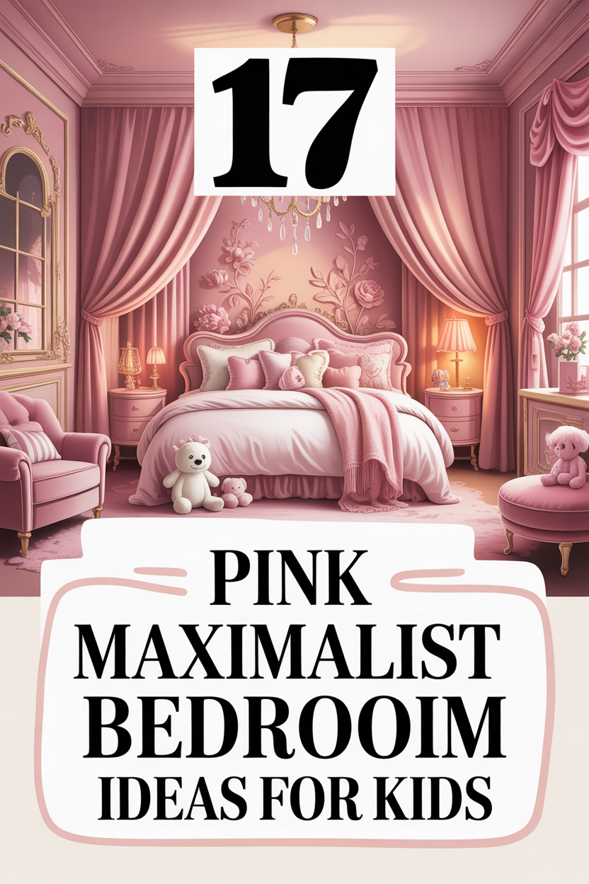 Pink maximalist kids bedroom with dreamy princess-style decor and luxury pink aesthetic