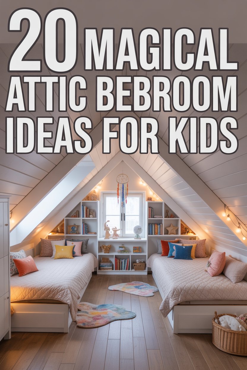 Magical attic bedroom ideas for kids with cozy beds, playful decor, and creative attic space designs
