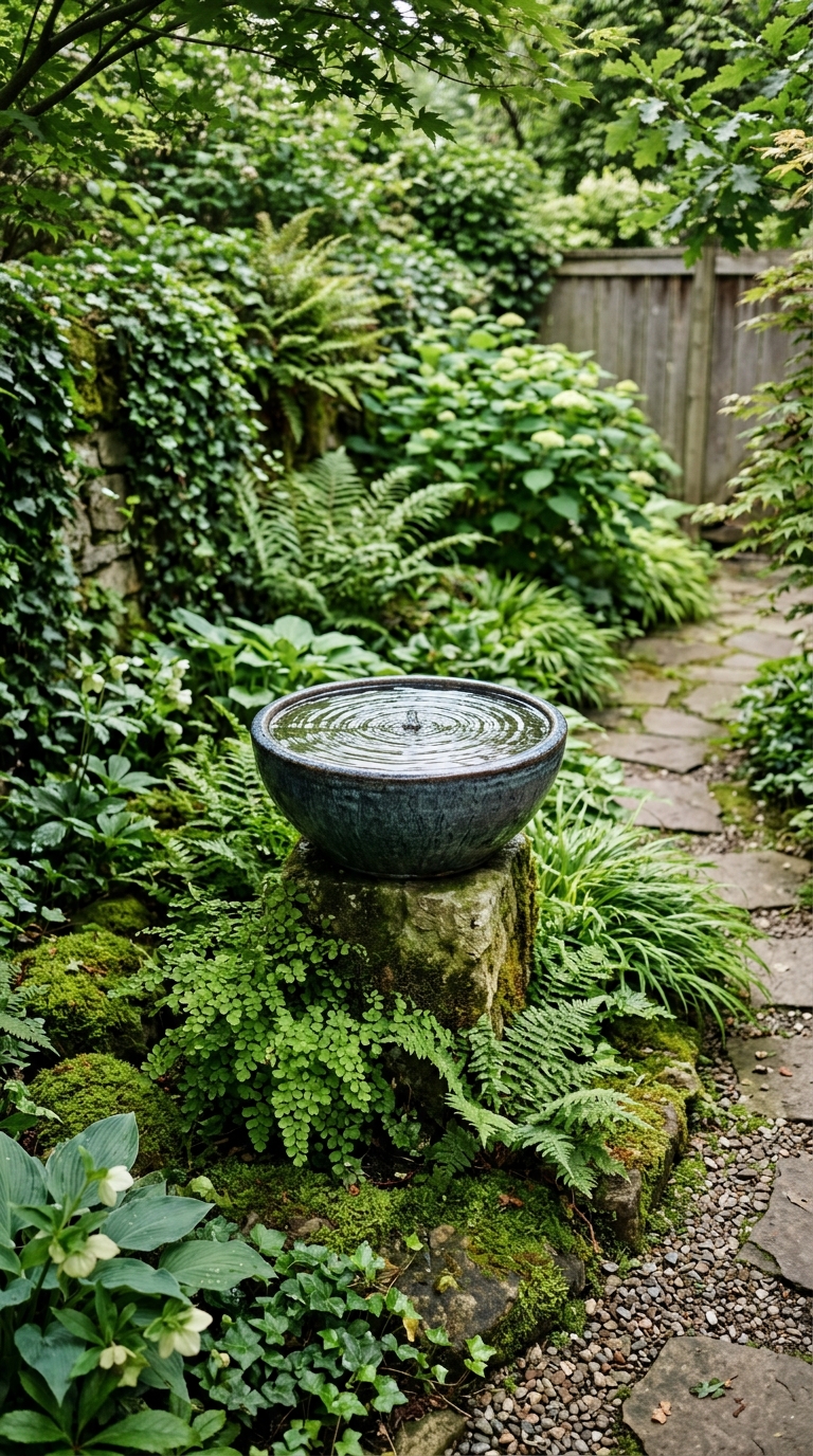 Compact water feature idea for a peaceful small side yard