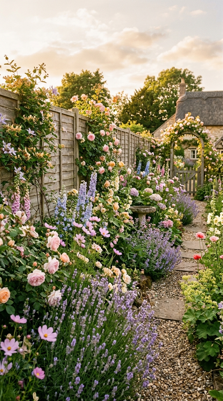 Cozy cottage garden border ideas for small front yard with mixed perennials