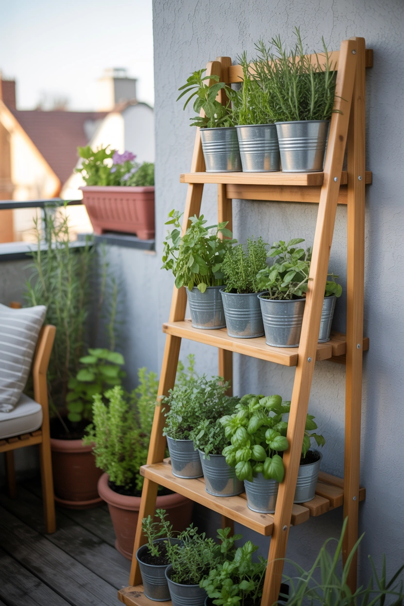 Creative ladder herb garden ideas for small spaces with vertical herb planters and stylish outdoor decor