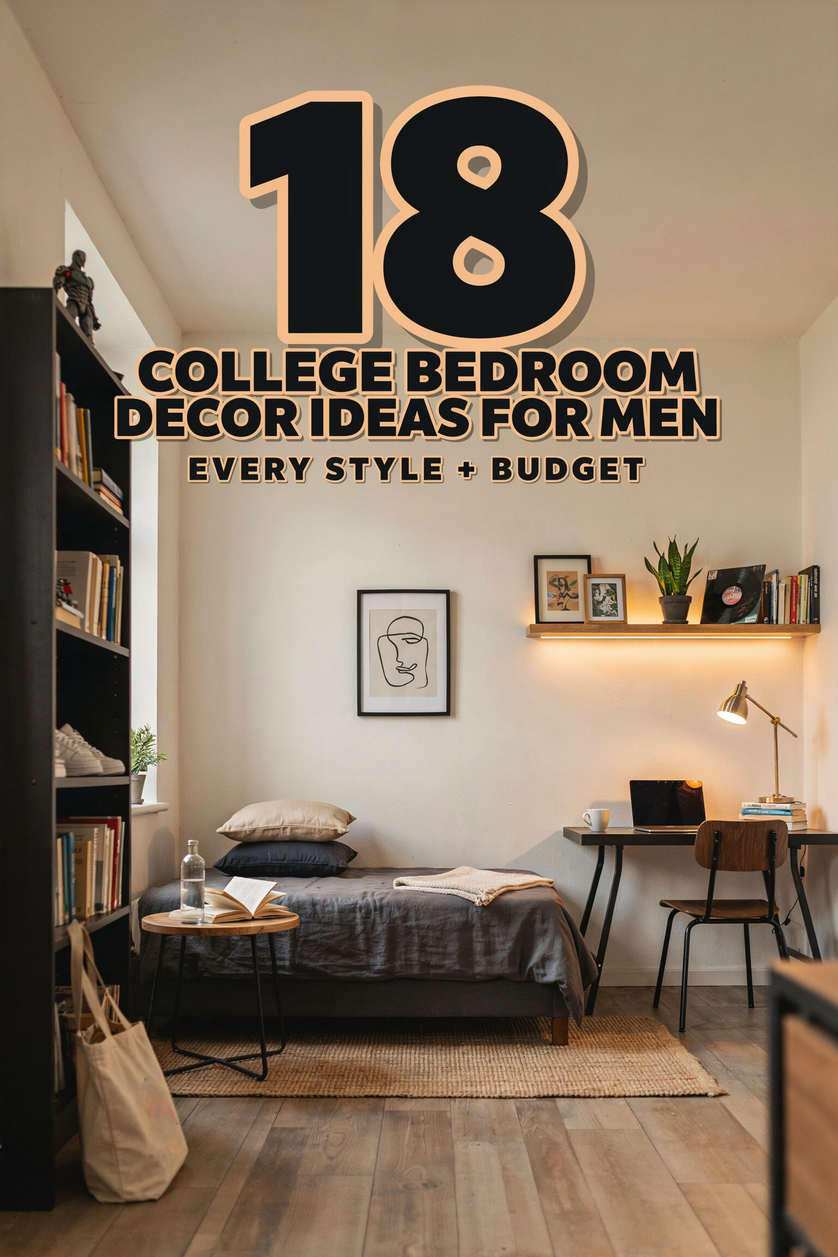 Modern college bedroom decor ideas for men with stylish furniture and budget-friendly setup