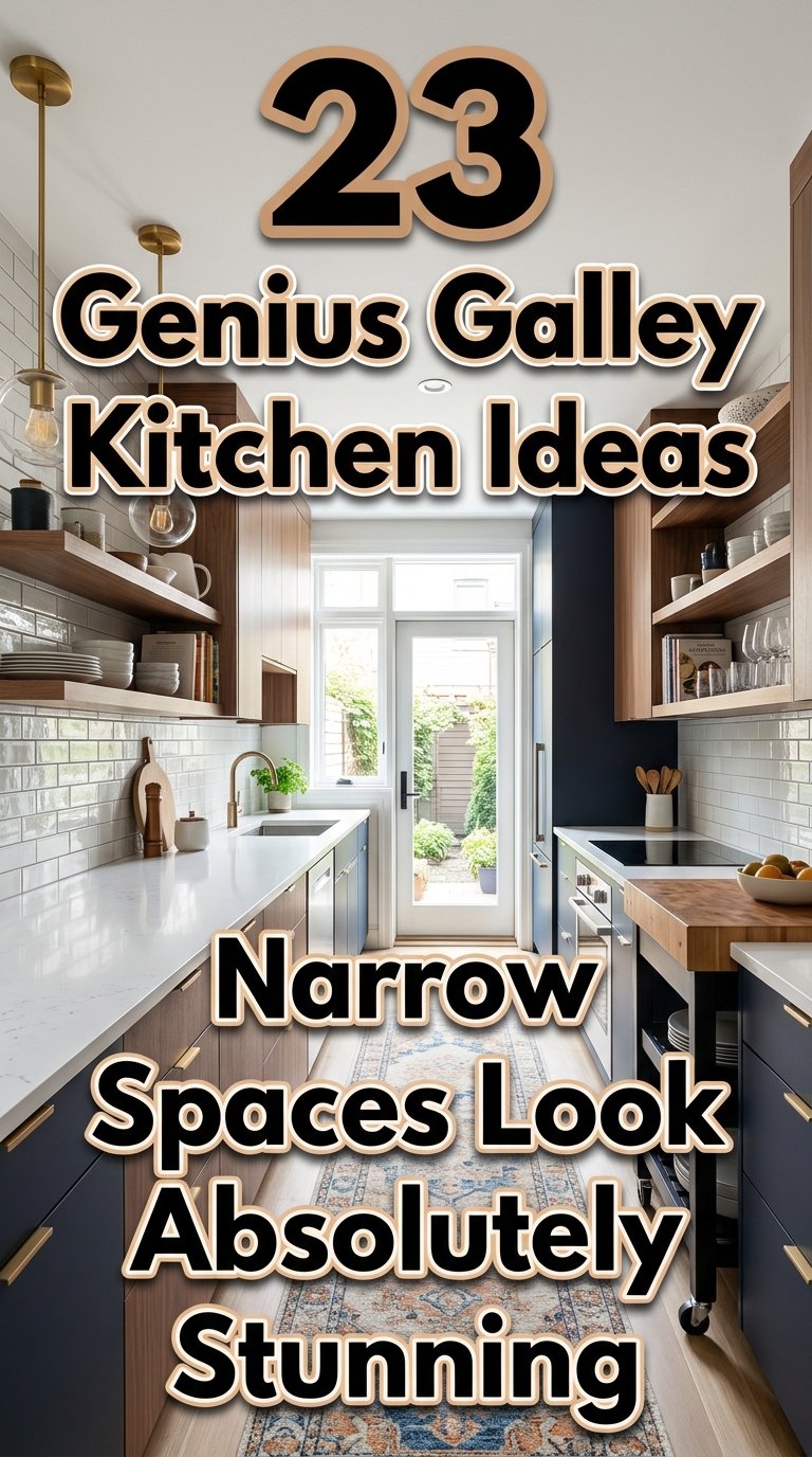 Modern galley kitchen with white cabinets, wood accents, and a space-saving layout.
