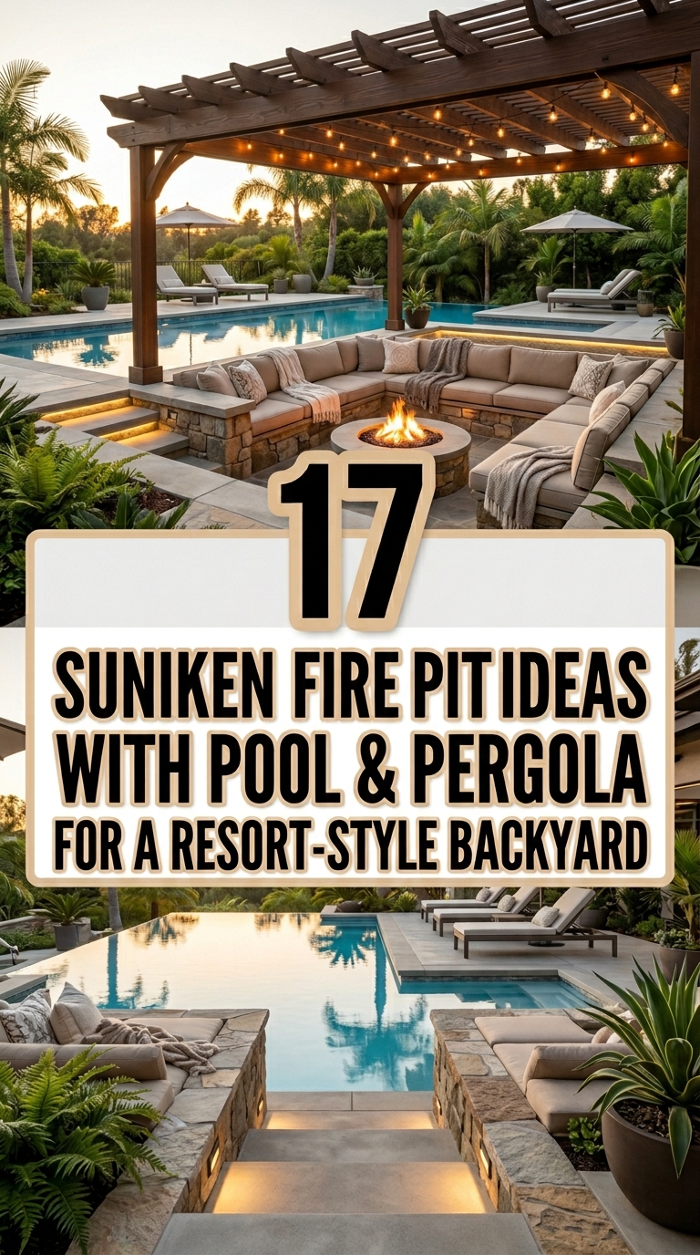 Luxury backyard sunken fire pit design