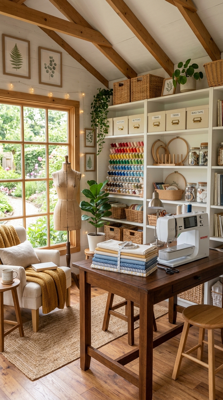 Organized sewing room she shed ideas