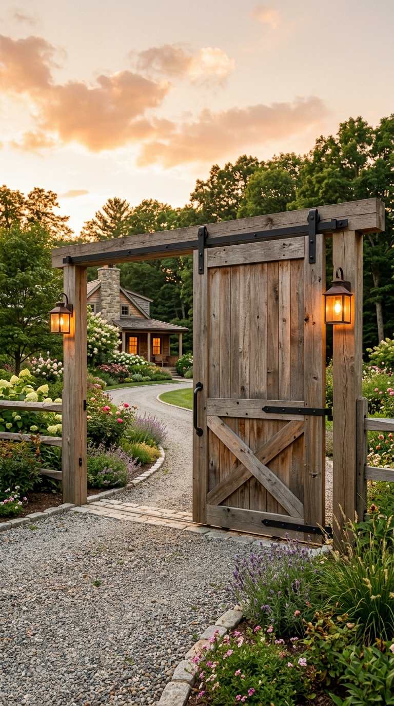 DIY sliding barn-style wooden garden gate