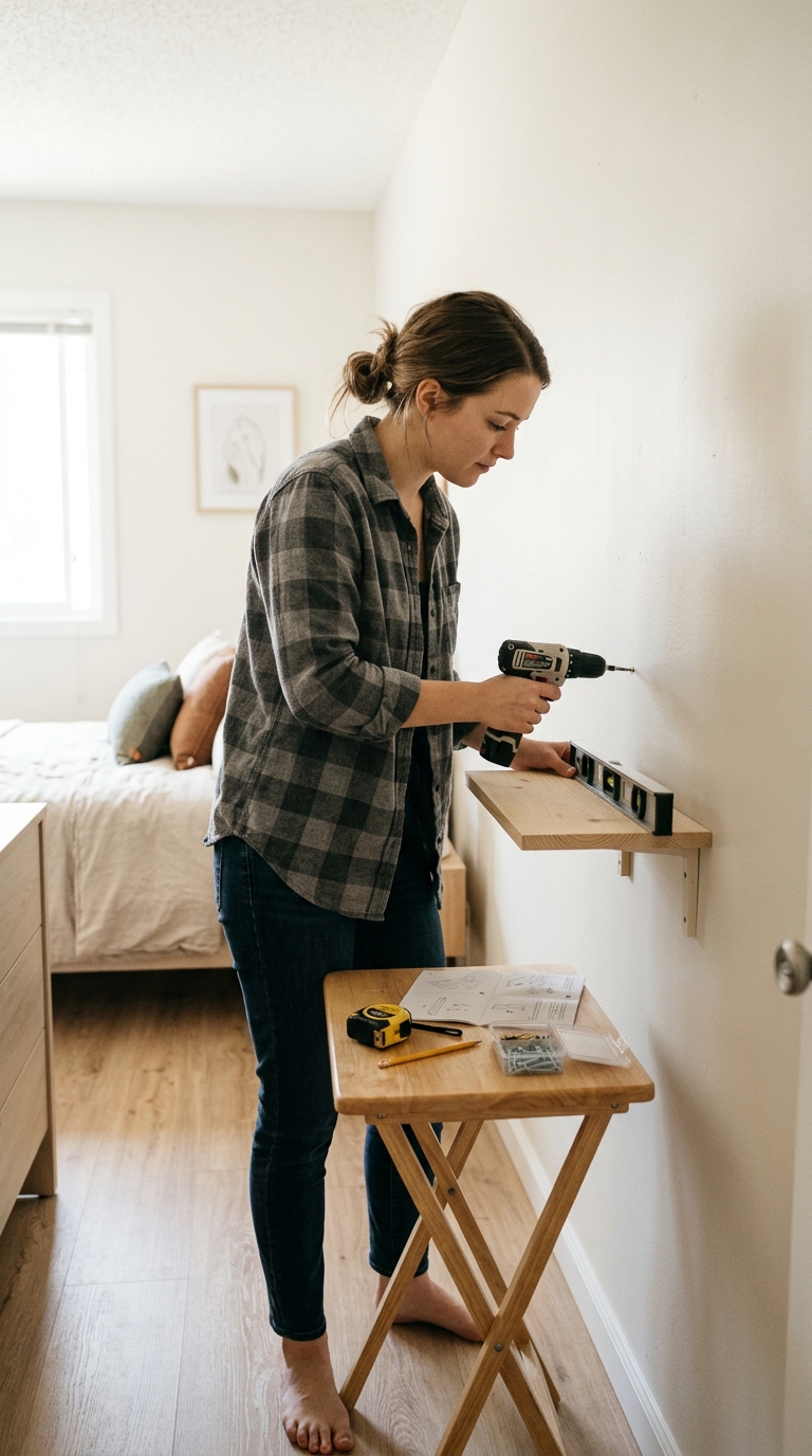 DIY budget-friendly small bedroom storage project