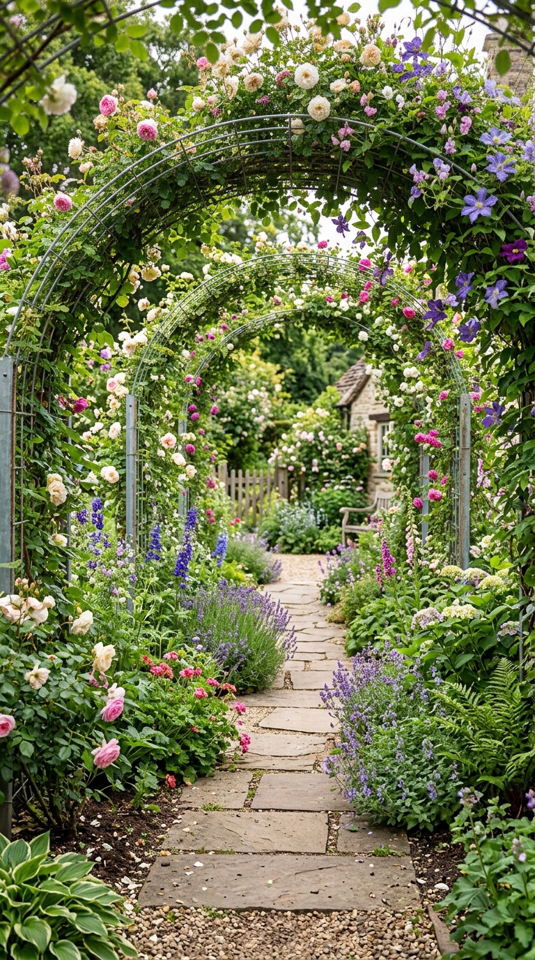 DIY cattle panel arch trellis for heavy climbing vines in garden