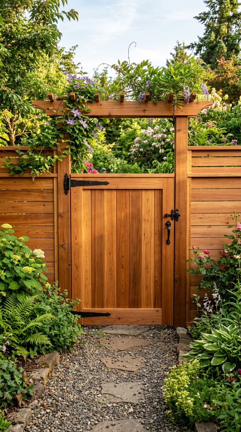DIY solid cedar privacy garden gate
