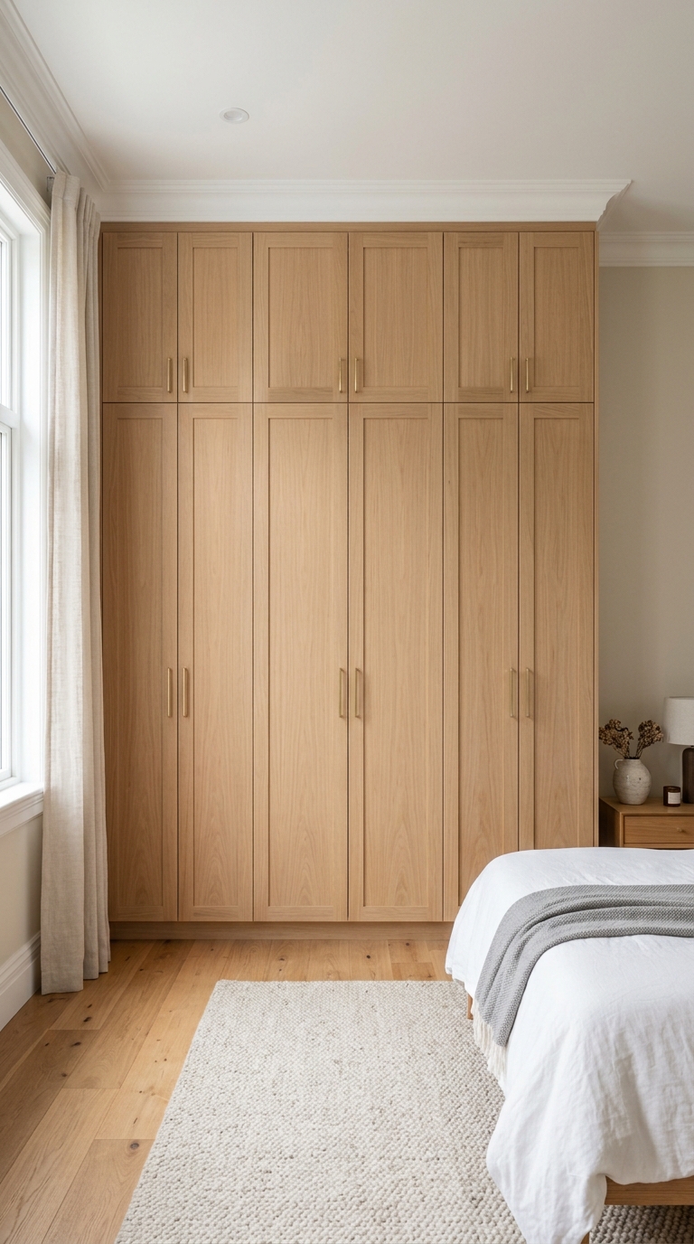 Ceiling-height wardrobe maximizing vertical storage