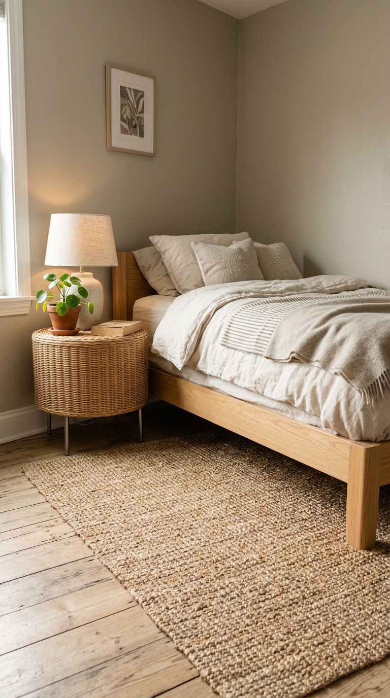 A natural jute rug grounds this coastal granddaughter bedroom idea with warm texture.
