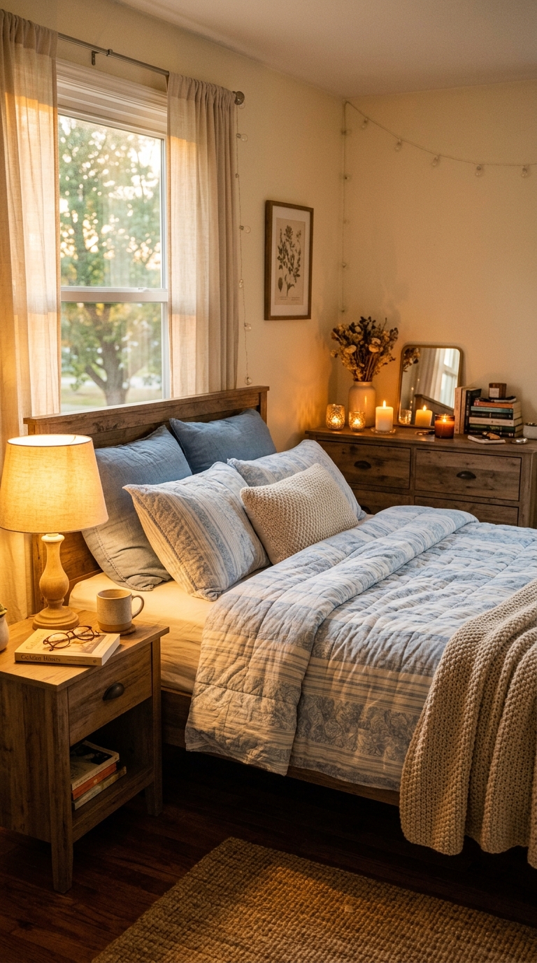 Warm, golden-hour-style lighting sets the mood in this coastal granddaughter bedroom idea.