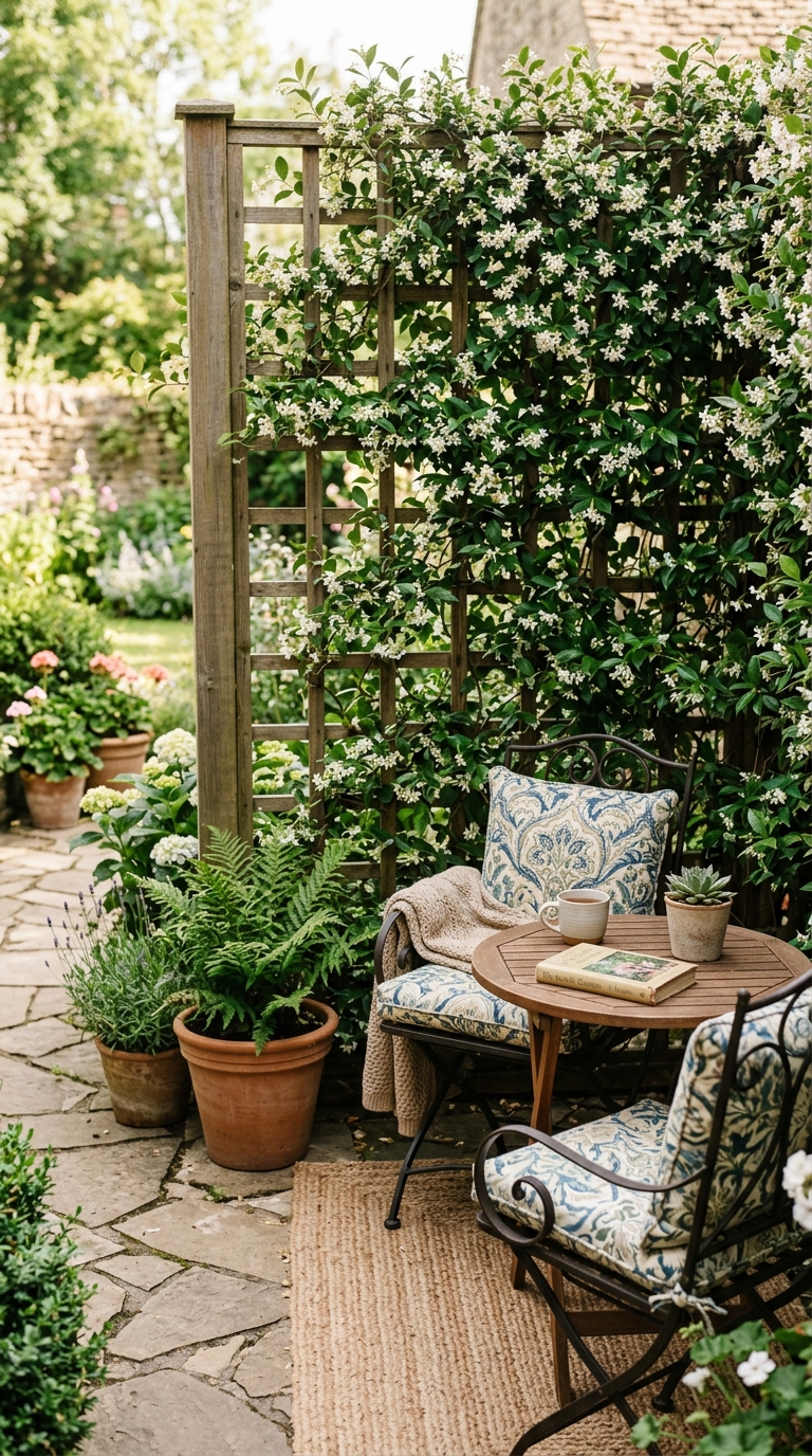 Privacy screen and trellis idea for small patio