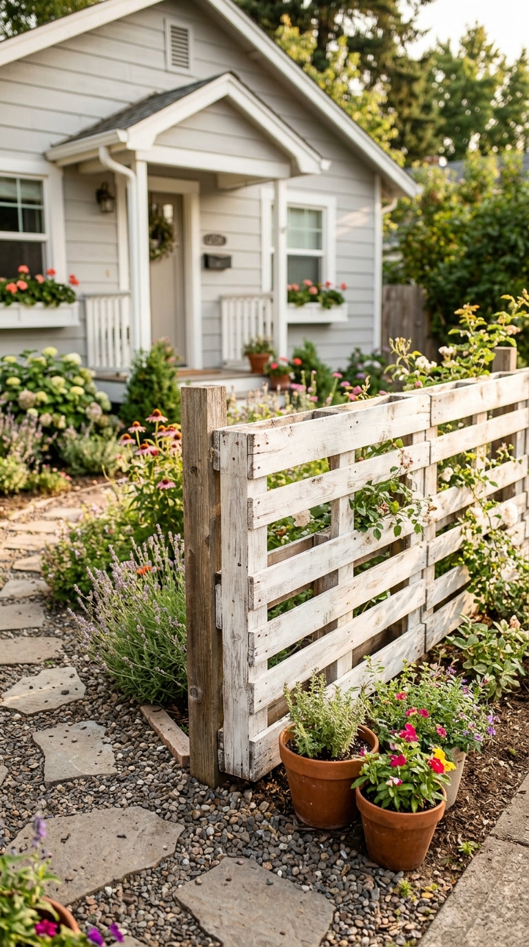 DIY pallet fence idea for a budget-friendly front yard