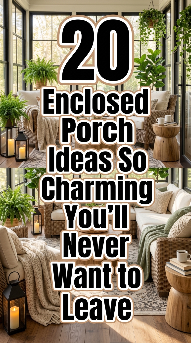 Beautiful enclosed porch with cozy seating and stylish decor inspiration