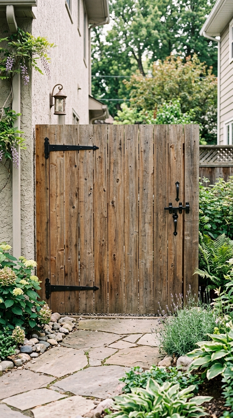 Full-coverage side yard gate idea for concealing trash cans or storage