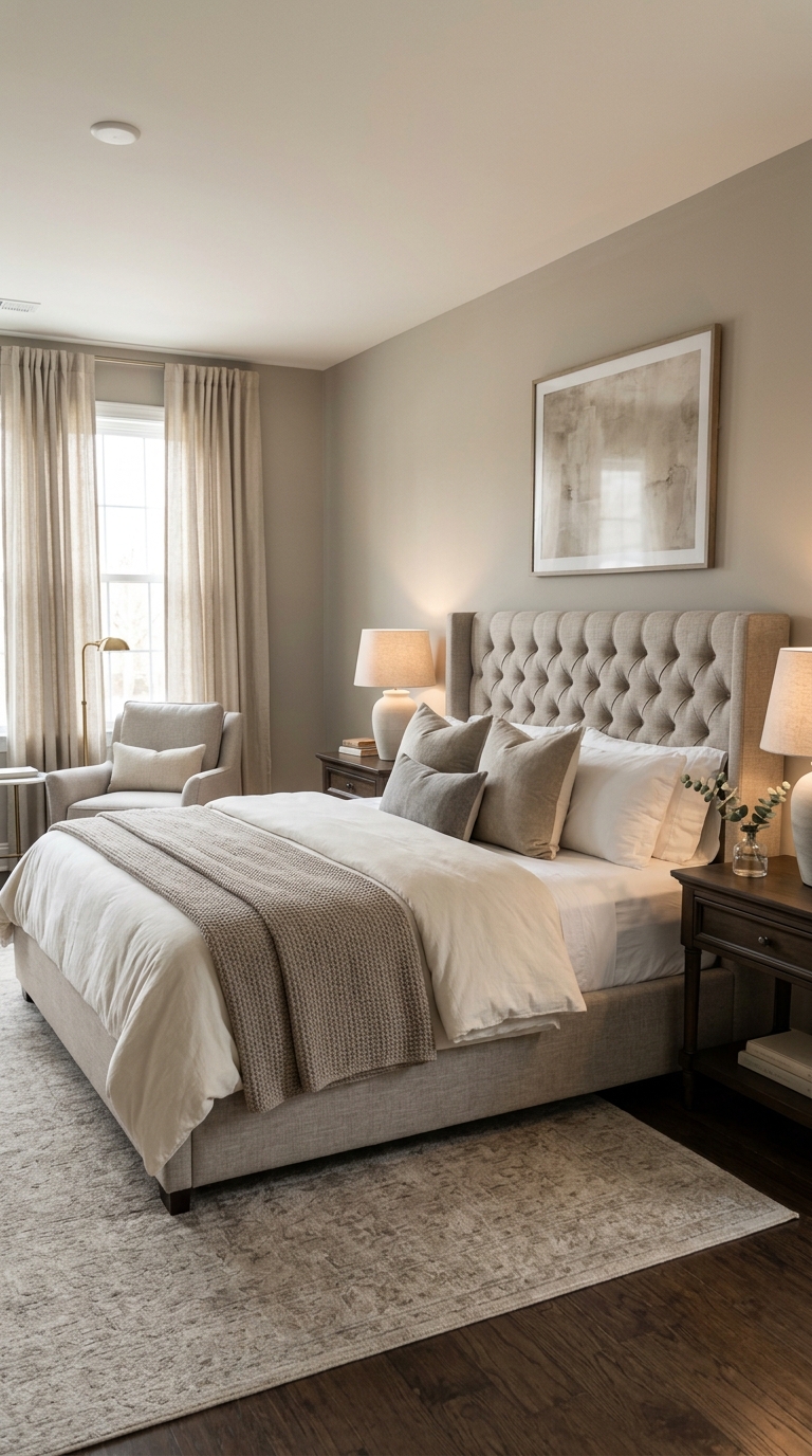 reige bedroom walls offering a warm, modern neutral backdrop