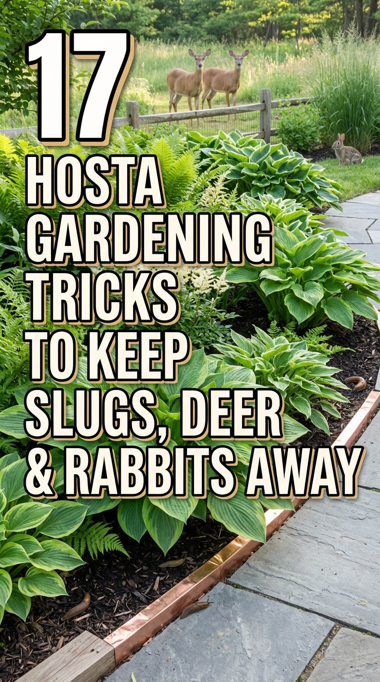 Healthy hosta garden protected from slugs, deer, and rabbits using natural gardening tricks.