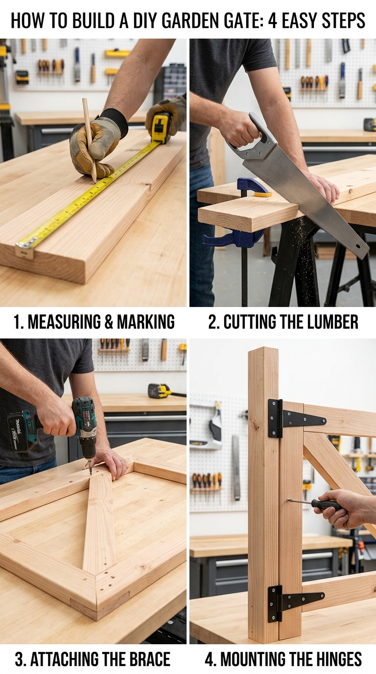 Step-by-step guide showing how to build a DIY garden gate
