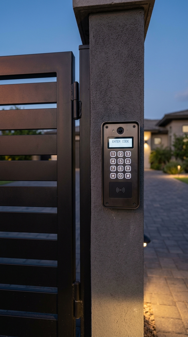 Keypad and remote access security driveway gate