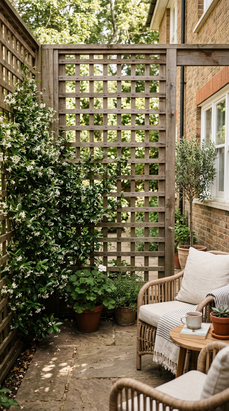 Privacy screen and trellis idea for a small terrace