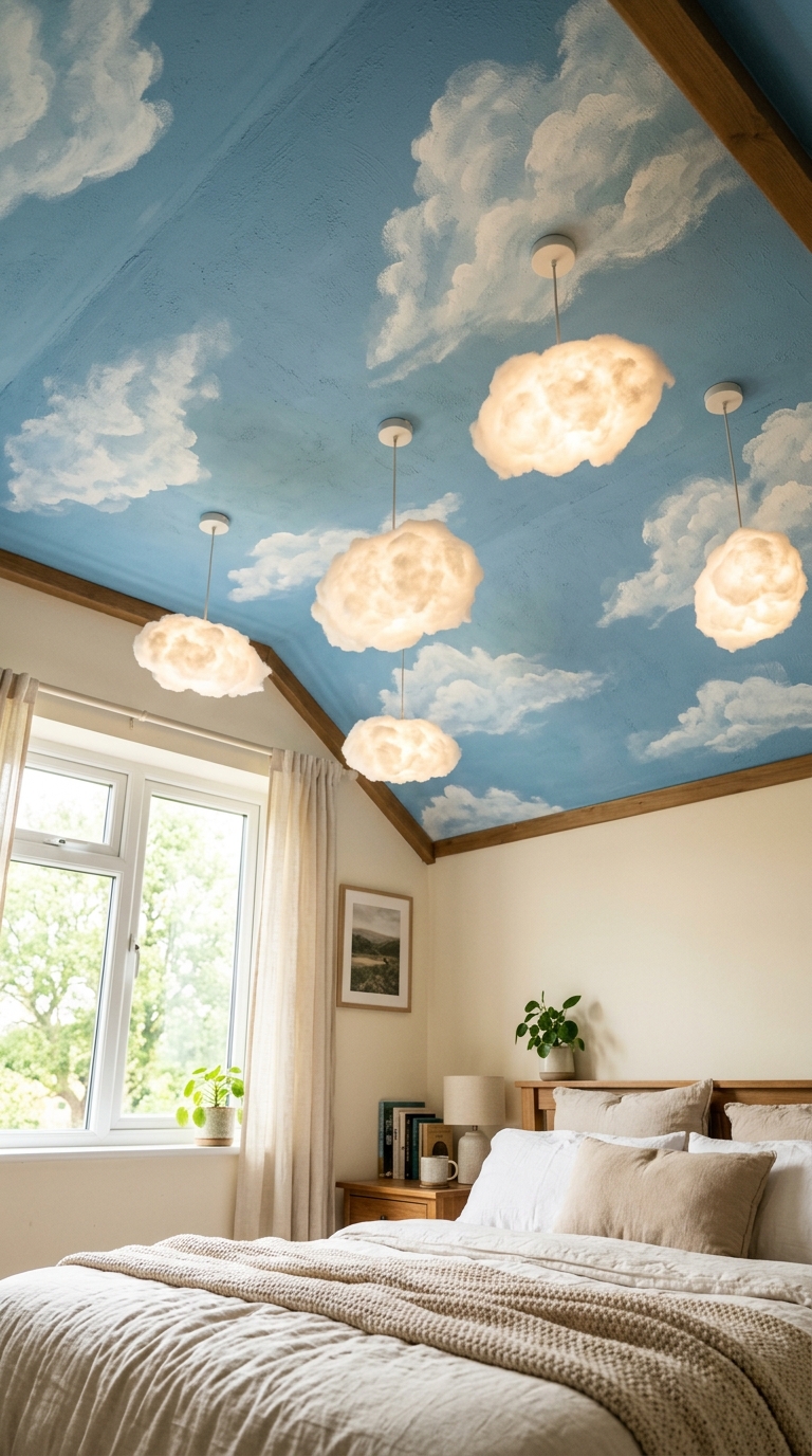 Sky blue cloud ceiling design inspired by the Mario Mushroom Kingdom