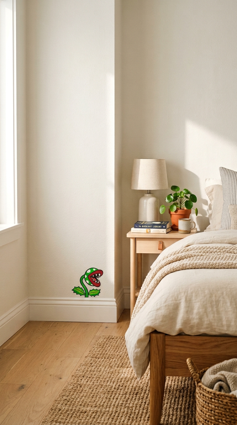 Piranha Plant vinyl wall decal accent in a Super Mario themed bedroom