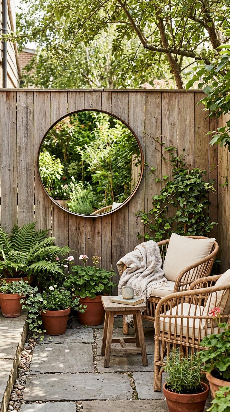 Mirror idea to create depth on a small patio