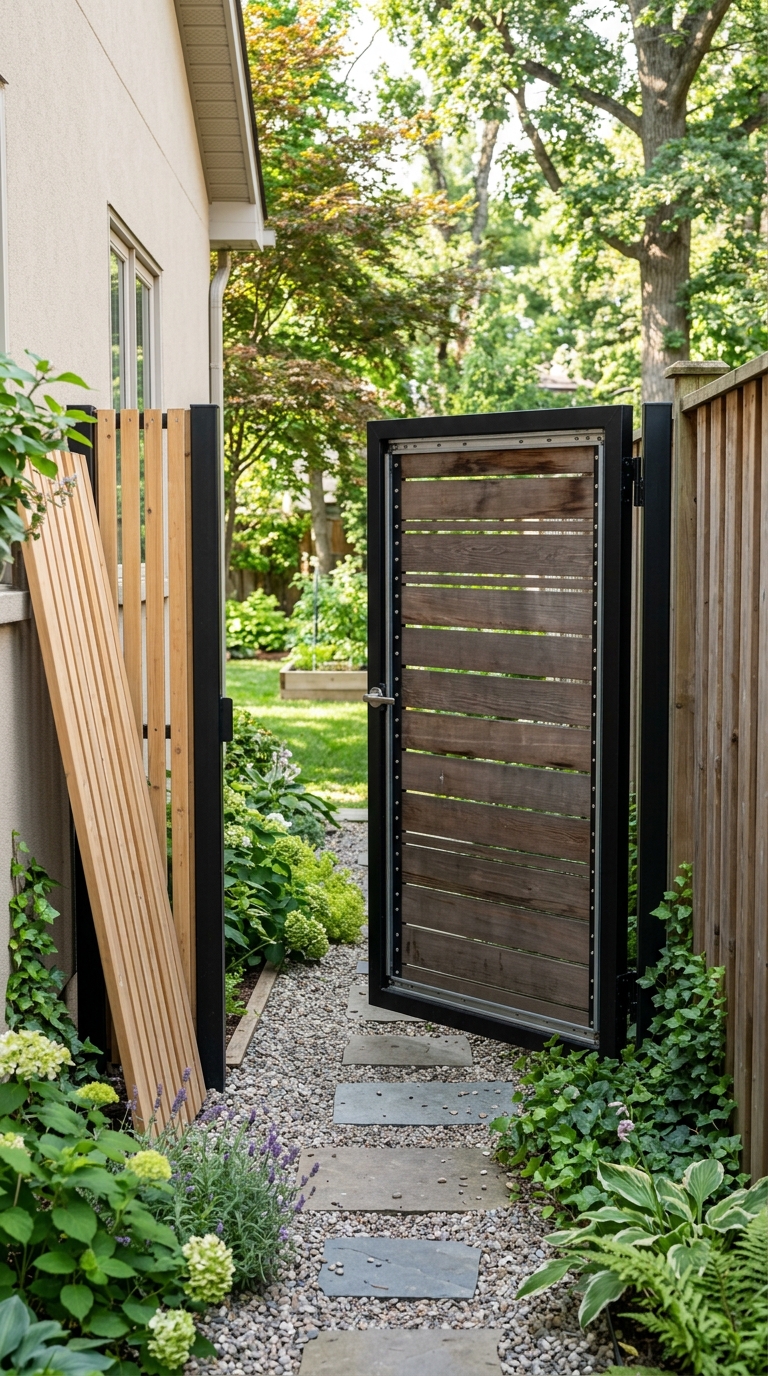Modular removable privacy panel gate idea for testing styles before committing