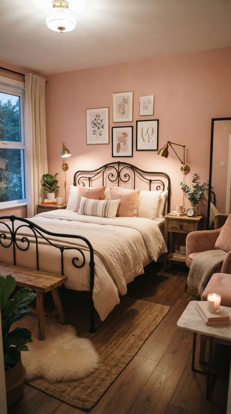 Soft periwinkle bedroom walls with a dreamy, calming character