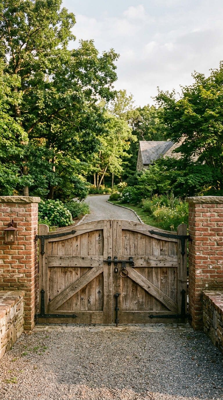 Reclaimed wood rustic driveway gate