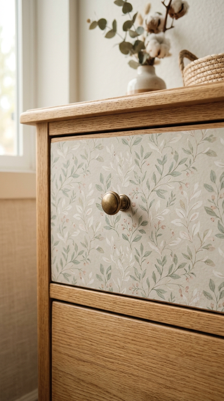 Removable decals refresh plain furniture in this renter-friendly bedroom decorating idea