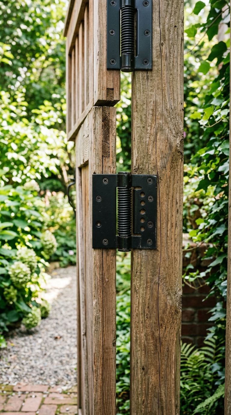 Self-closing hinge DIY budget garden gate hardware
