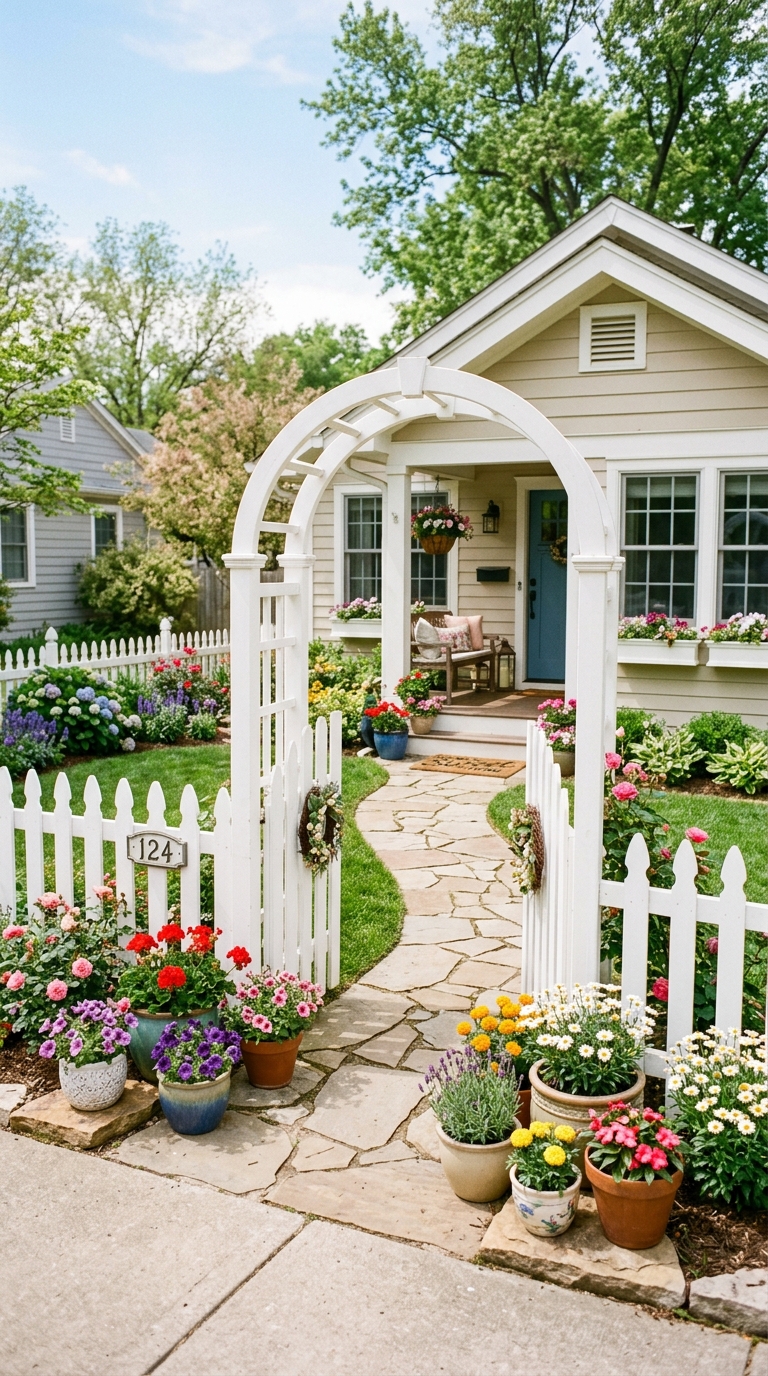 Short picket fence idea for a small front yard