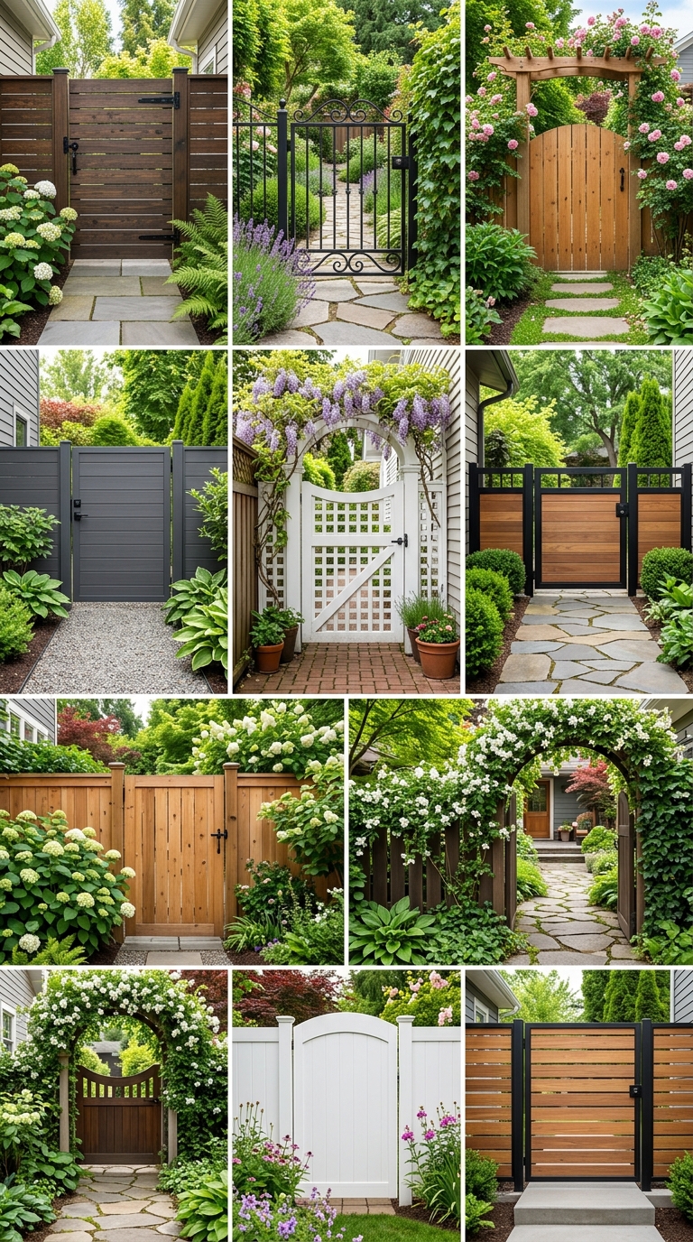 Modern side yard gate ideas with stylish privacy fence designs.