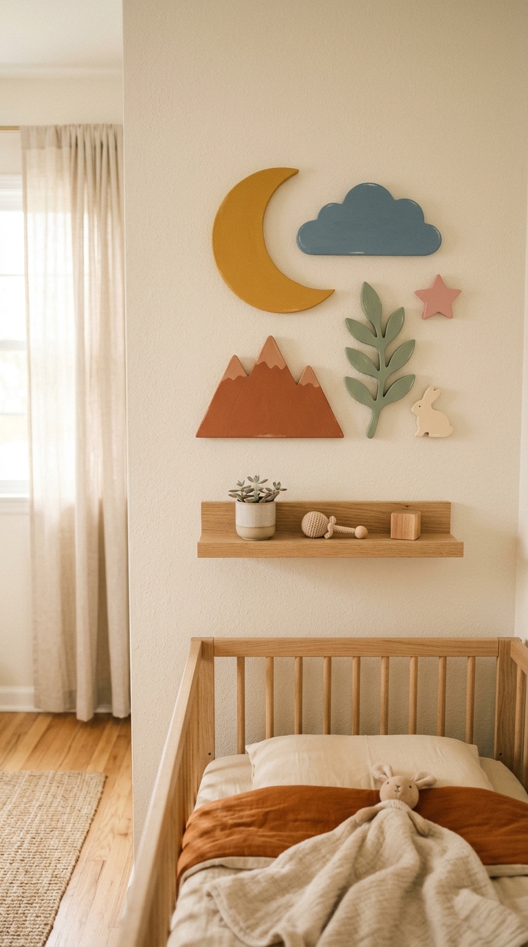 Small nursery idea using simple DIY wall art to decorate on a budget