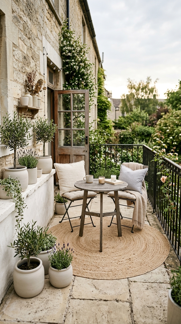 Neutral color palette idea for a small terrace design