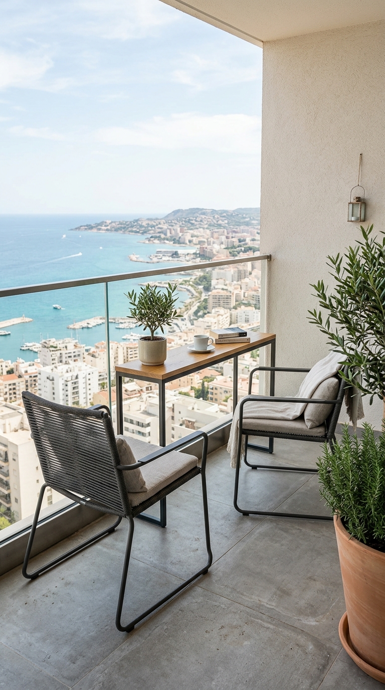 Slim low-profile furniture idea for a small terrace