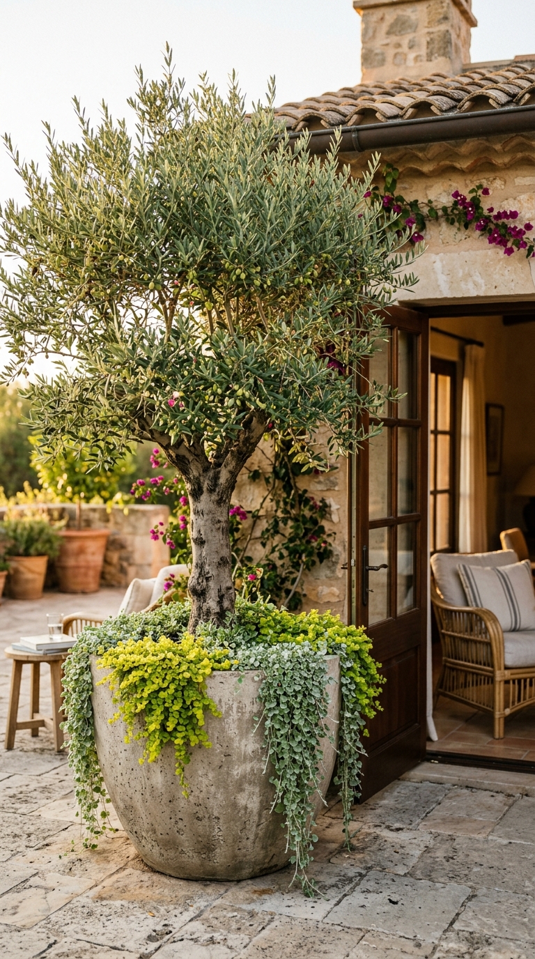Statement plant idea as a focal point for a small terrace