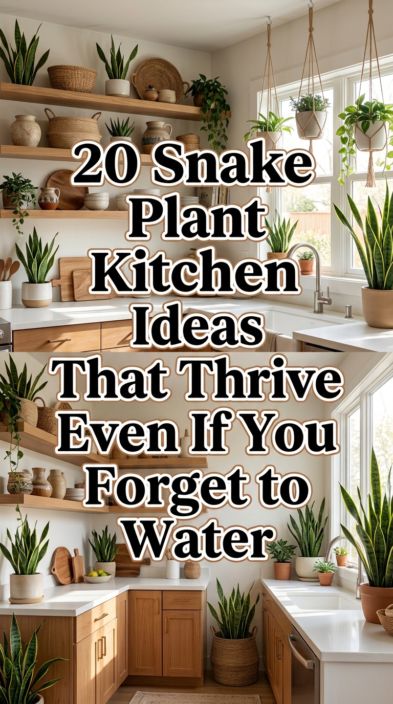 Snake plant kitchen ideas featuring stylish indoor greenery in a modern kitchen with low-maintenance houseplants, natural light, and contemporary decor.