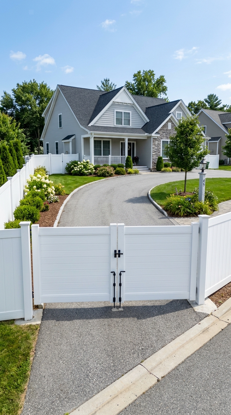 Vinyl low-maintenance driveway gate design
