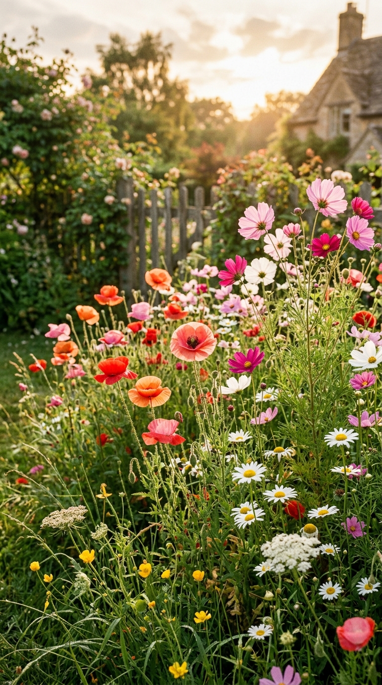 Wildflower meadow patch idea for a whimsical hippie garden