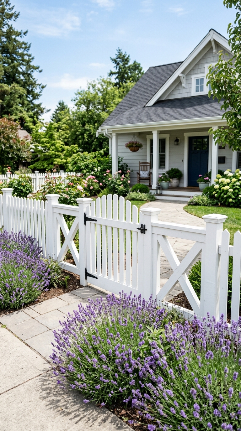 X-style accent fence panel idea for front yard entry